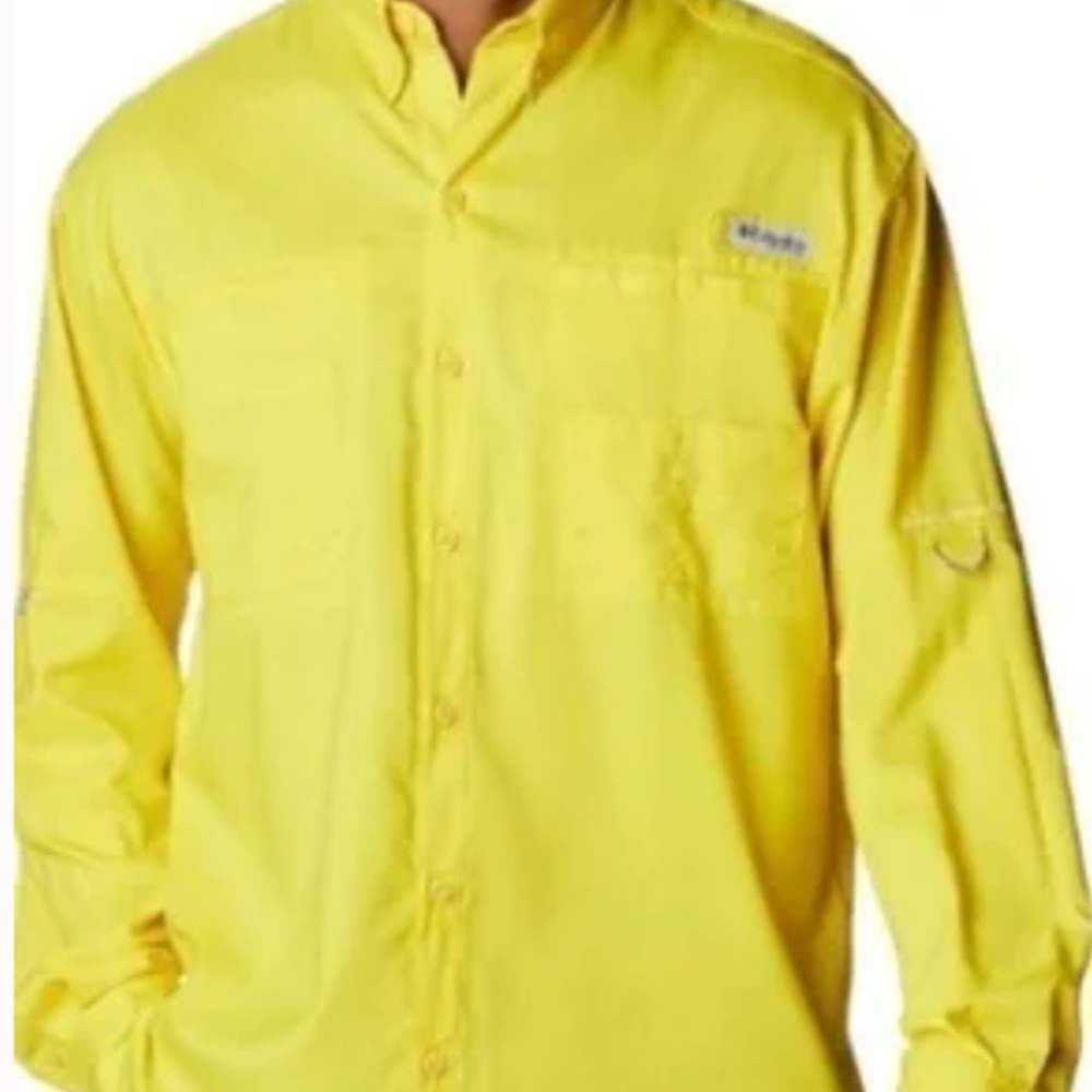 Men’s Columbia PFG Seldom Worn Outdoor Long Sleeve Shirt YELLOW
